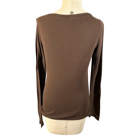 Vintage Y2K Brown Babydoll Long Sleeve Tee Bella Swan Elena Gilbert Twilight - Picture 10 of 11